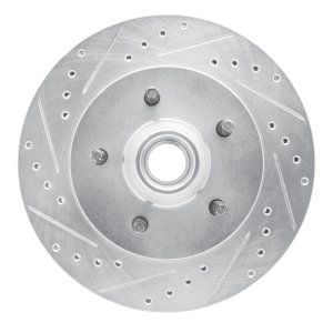 Ford Expedition Brake Rotor (1) - Front Left - R1 Concepts - Drilled & Slotted - Silver - `99-`04